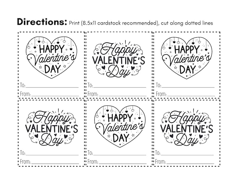 free printable valentines cards black and white