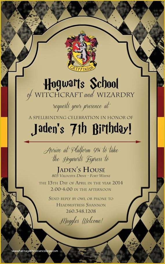 harry potter invitation template