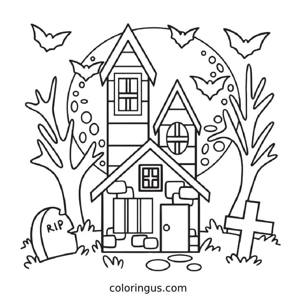 Haunted House Color Sheet