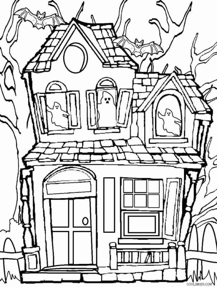 Haunted House Coloring Pages Haunted House Color Page Free Printable 
