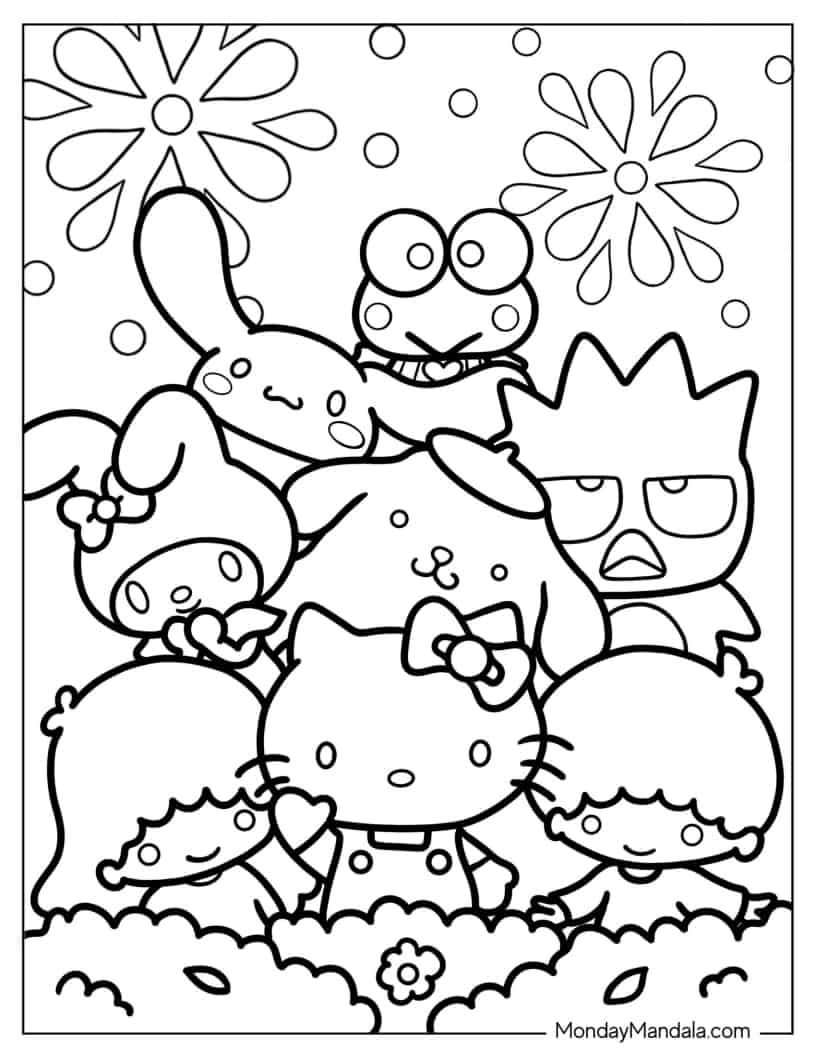 Hello Kitty And Friends Coloring Page
