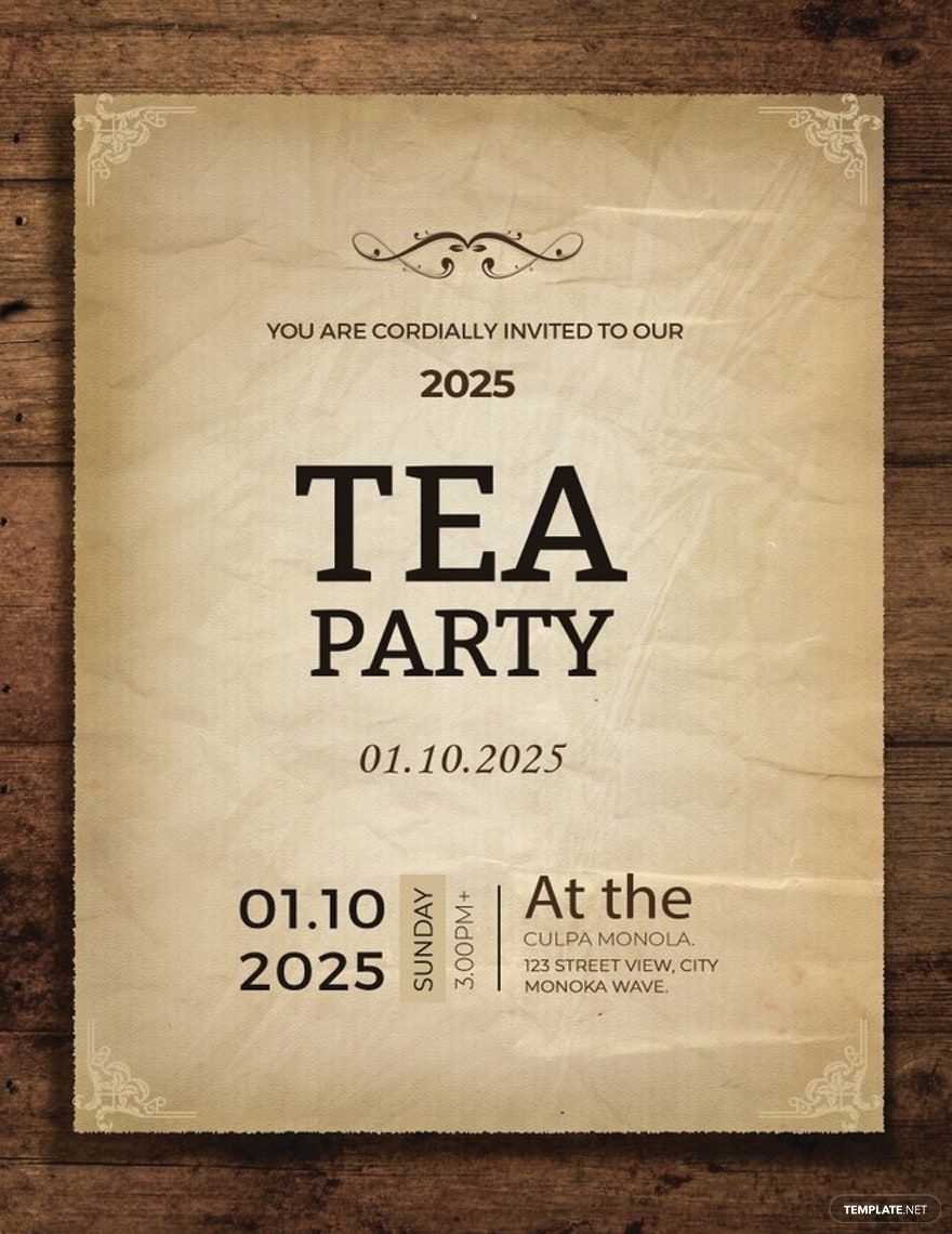 High Tea Party Invitation Card Template In Word PSD Publisher Pages 
