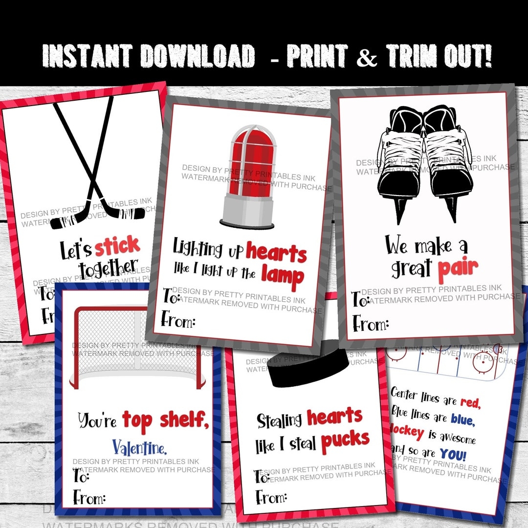 free printable hockey valentines cards