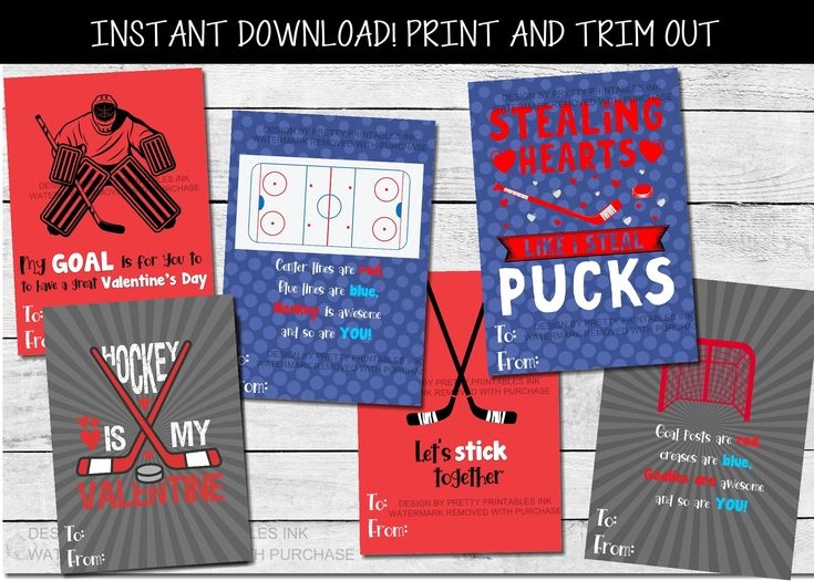 Hockey Valentines Cards Printable Kids Valentines Cards Printable 