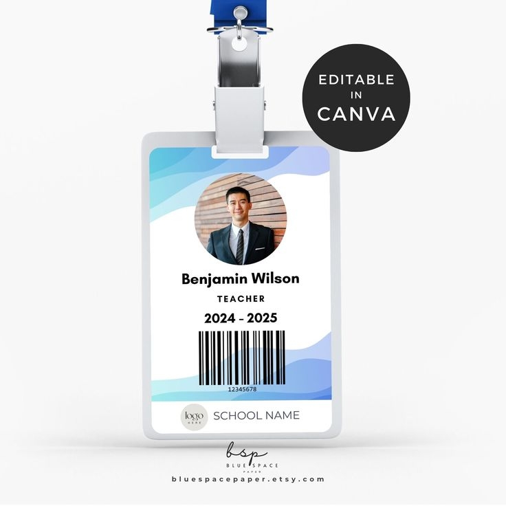 Homeschool Teacher ID Card Editable Id Badge ID Card Template Canva