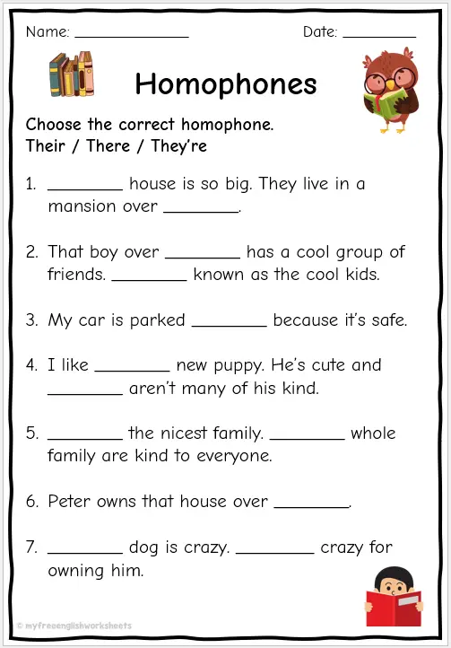 Homophone Worksheets Free English Worksheets