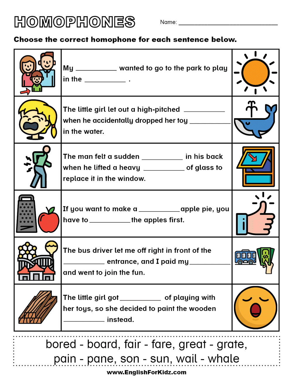 Homophones Worksheet 1 Worksheets Library
