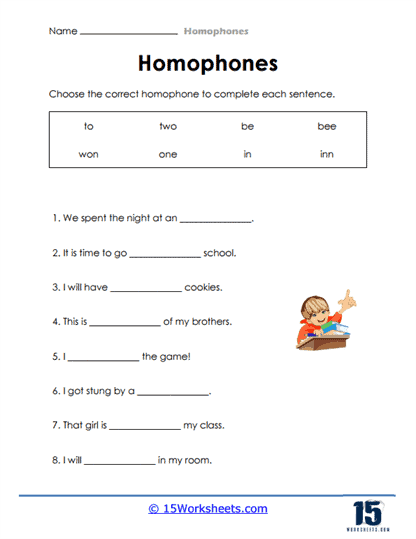 homophone worksheets