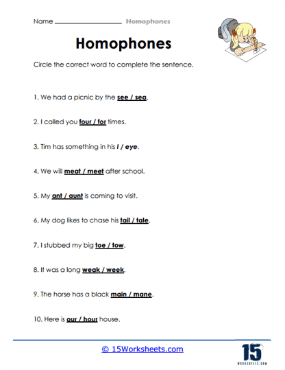 Homophones Worksheets PDF Engaging Exercises For Language Learning