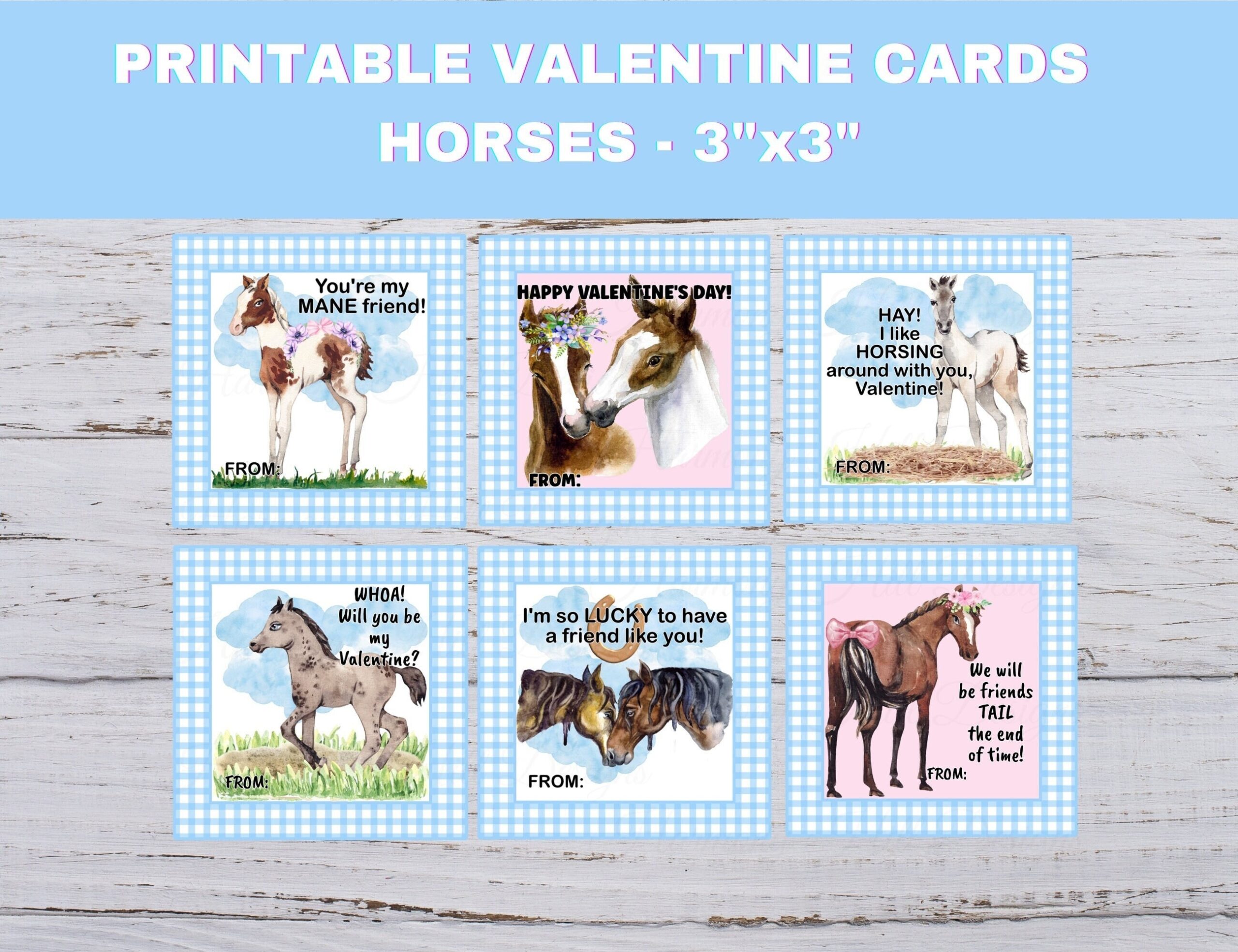 free printable horse valentine cards