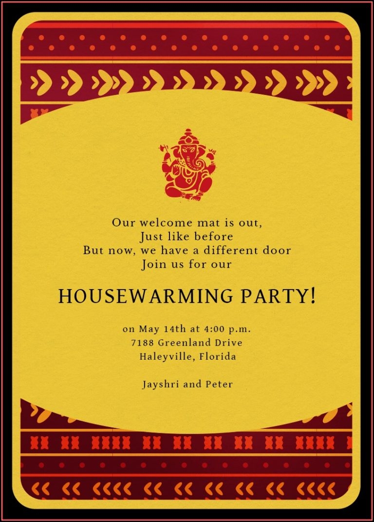 indian housewarming invitation templates
