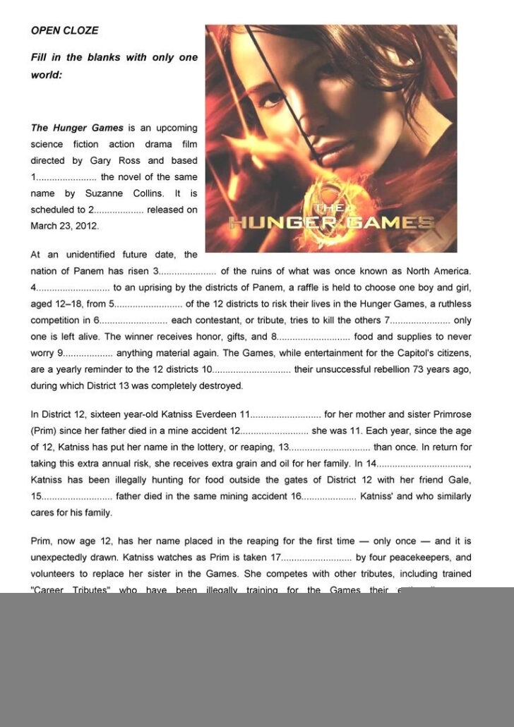 Hunger Games Free Printable Worksheets Peggy Worksheets