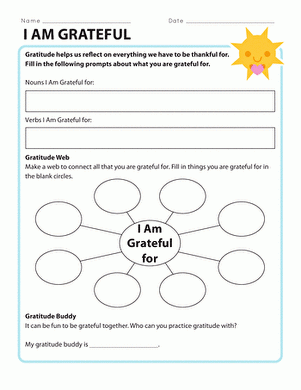 I Am Grateful Worksheet Education