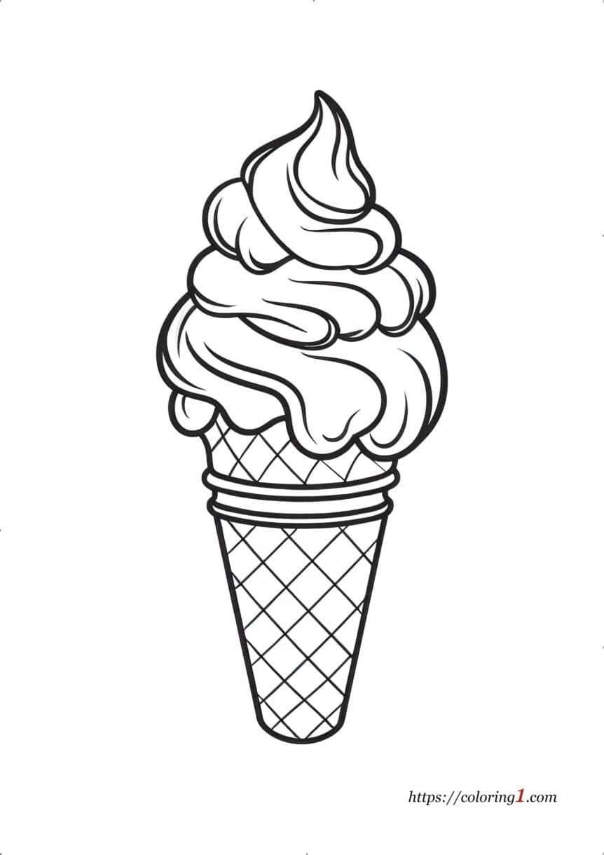 Ice Cream Cone Coloring Page 2 Free Coloring Sheets 2024 