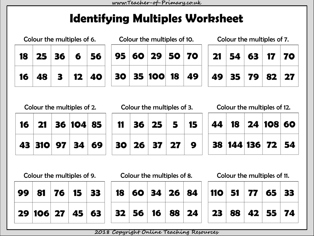 common multiples worksheet