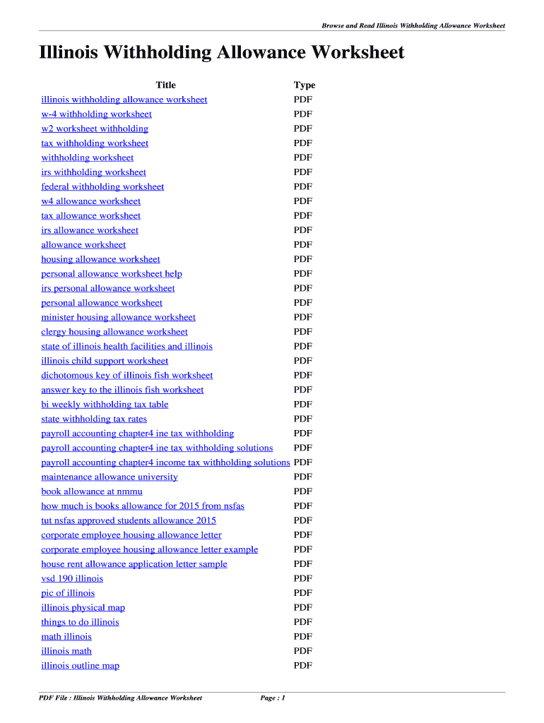 Illinois Withholding Allowance Worksheet Worksheets Library