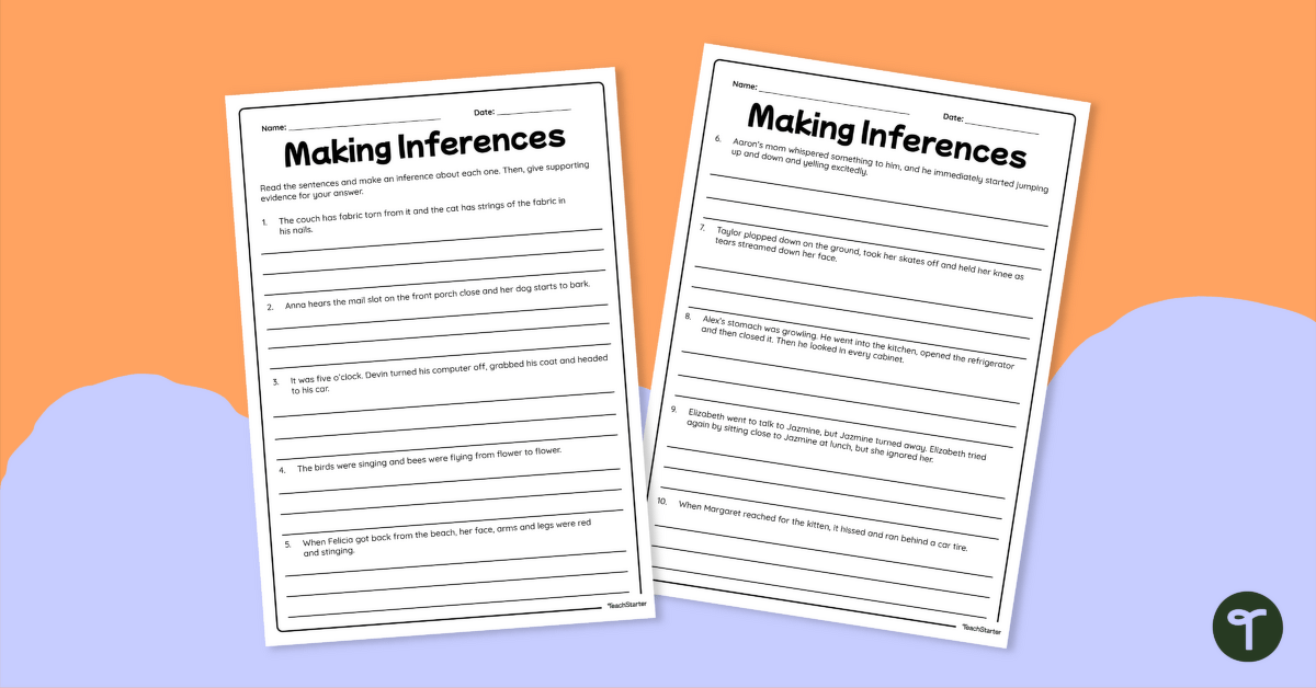 Inferencing Worksheet Teach Starter Worksheets Library