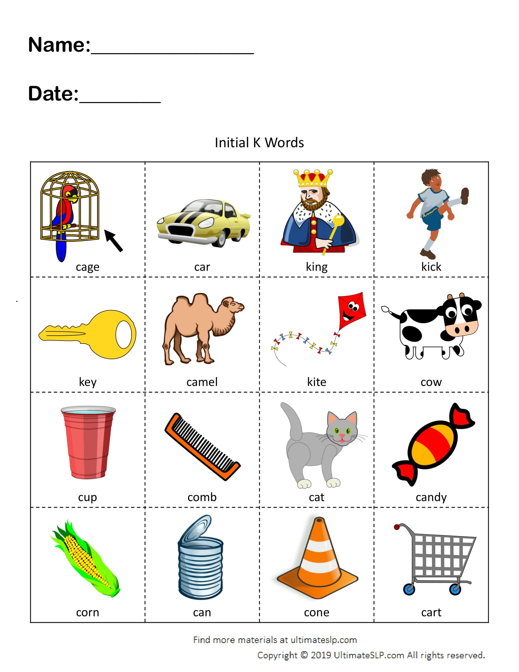 k worksheet