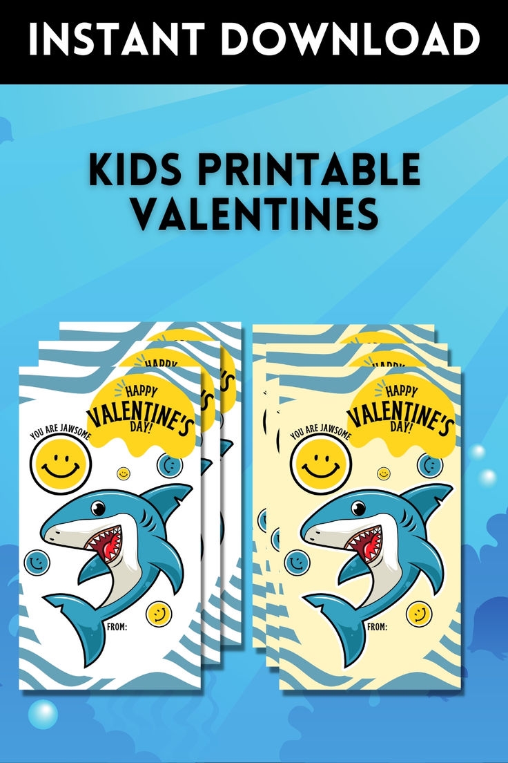 INSTANT DOWNLOAD Shark Valentine 39 s Day Cards Printable Funny Valentine 