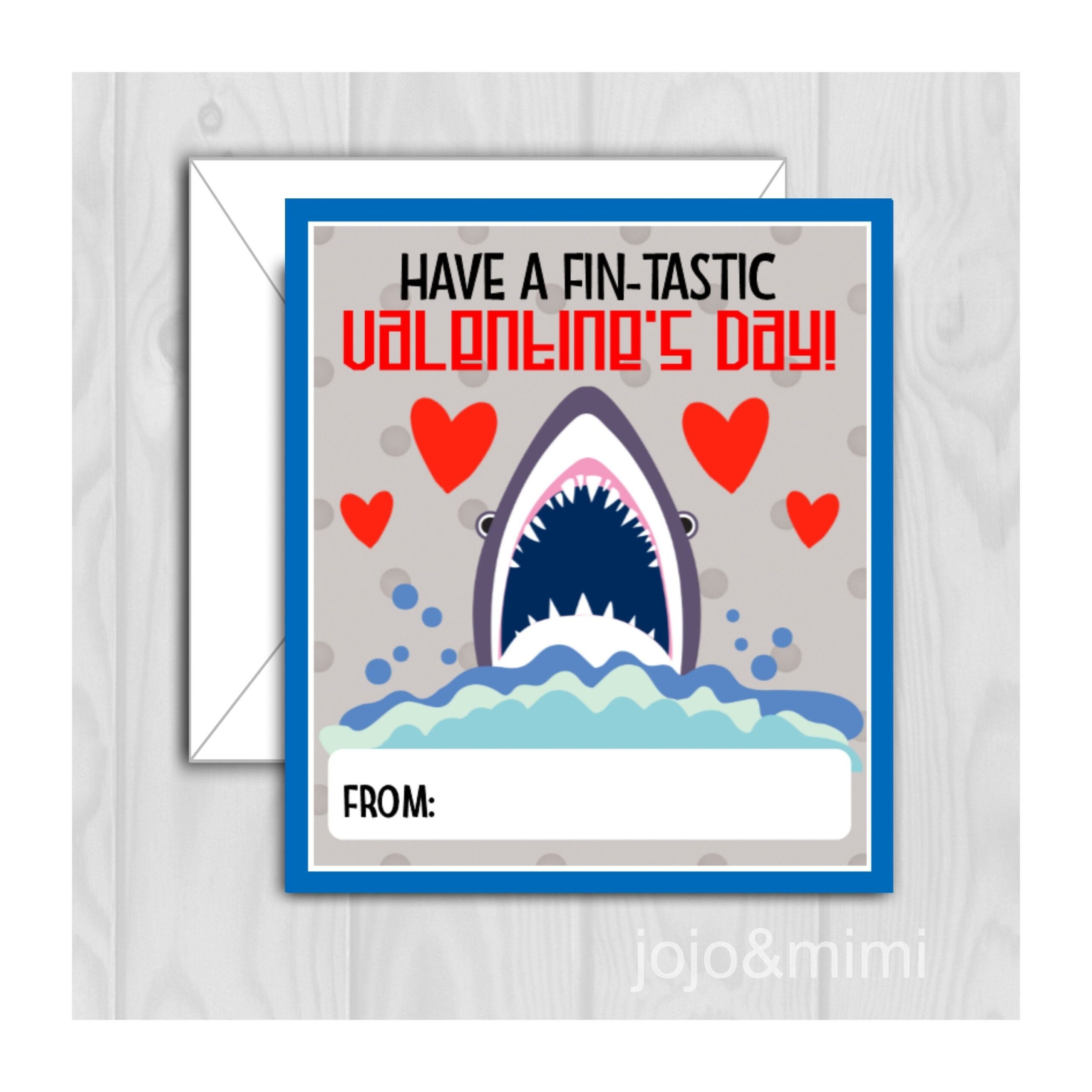 Instant VALENTINE CARD Shark Printable Valentine Classroom Exchange 