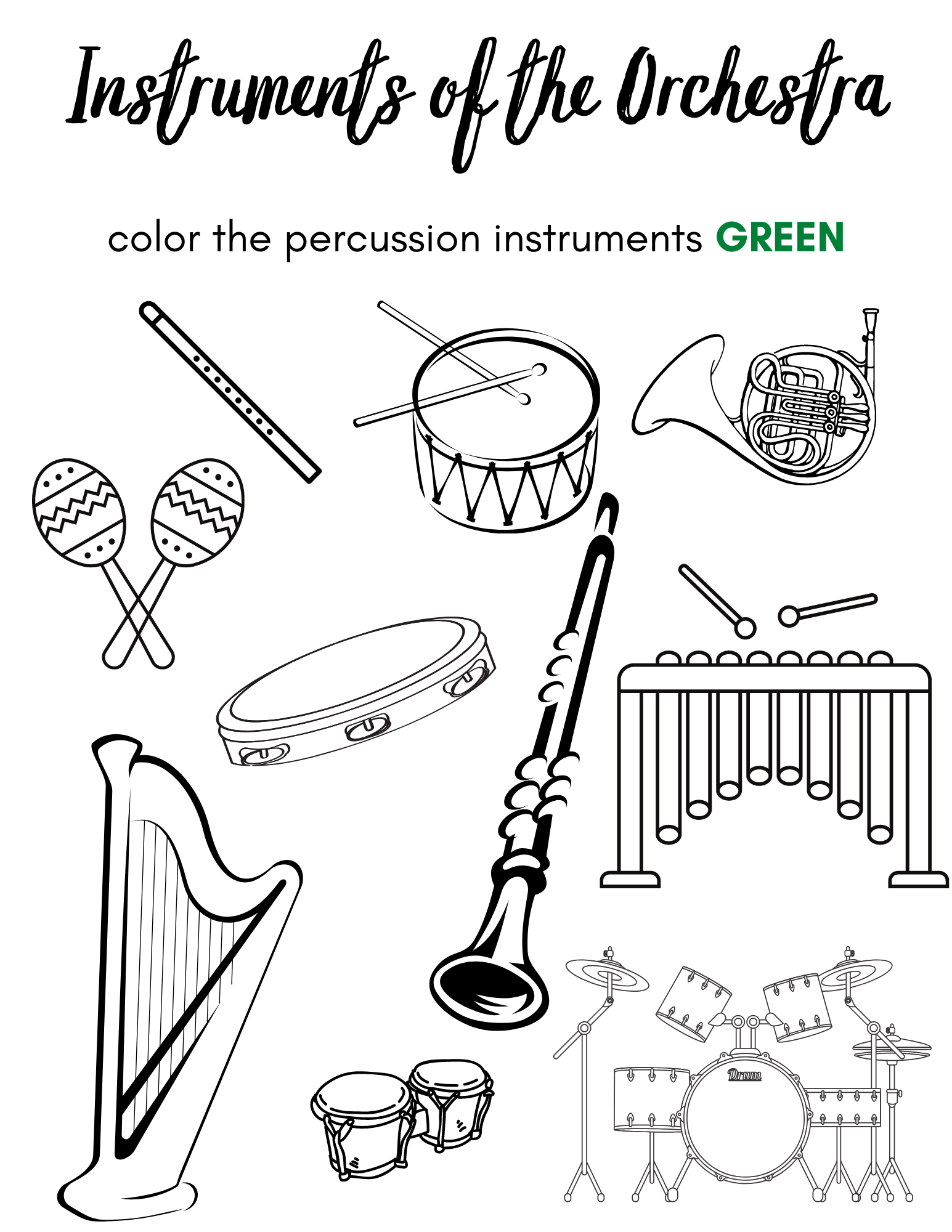Instrument Family Coloring Page Coloring Home