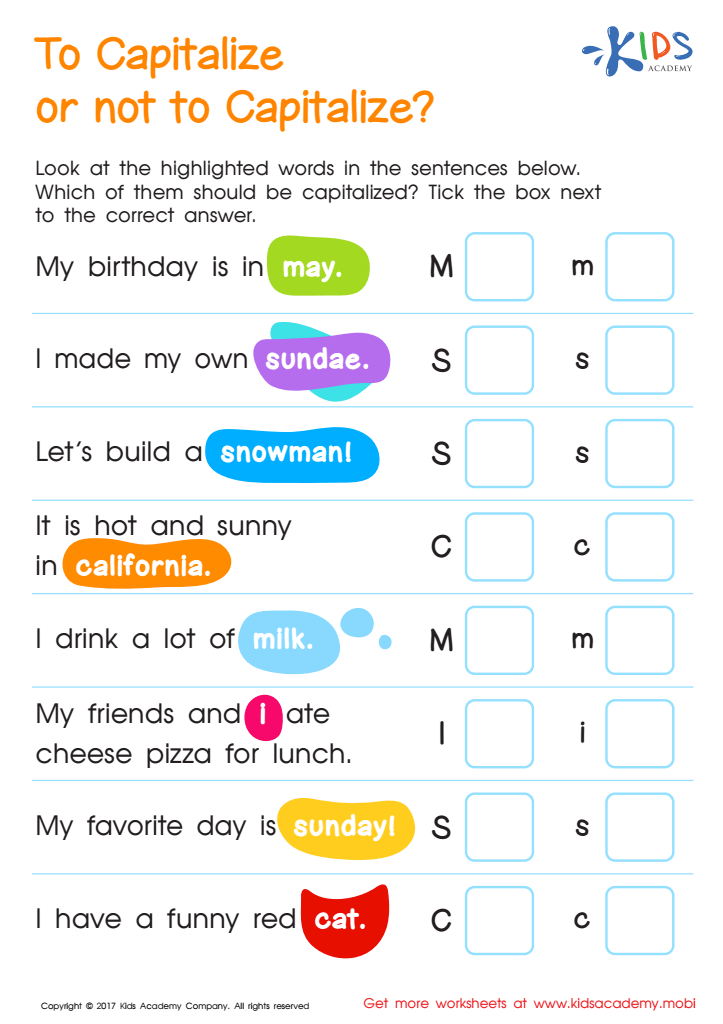 capitalization practice worksheets