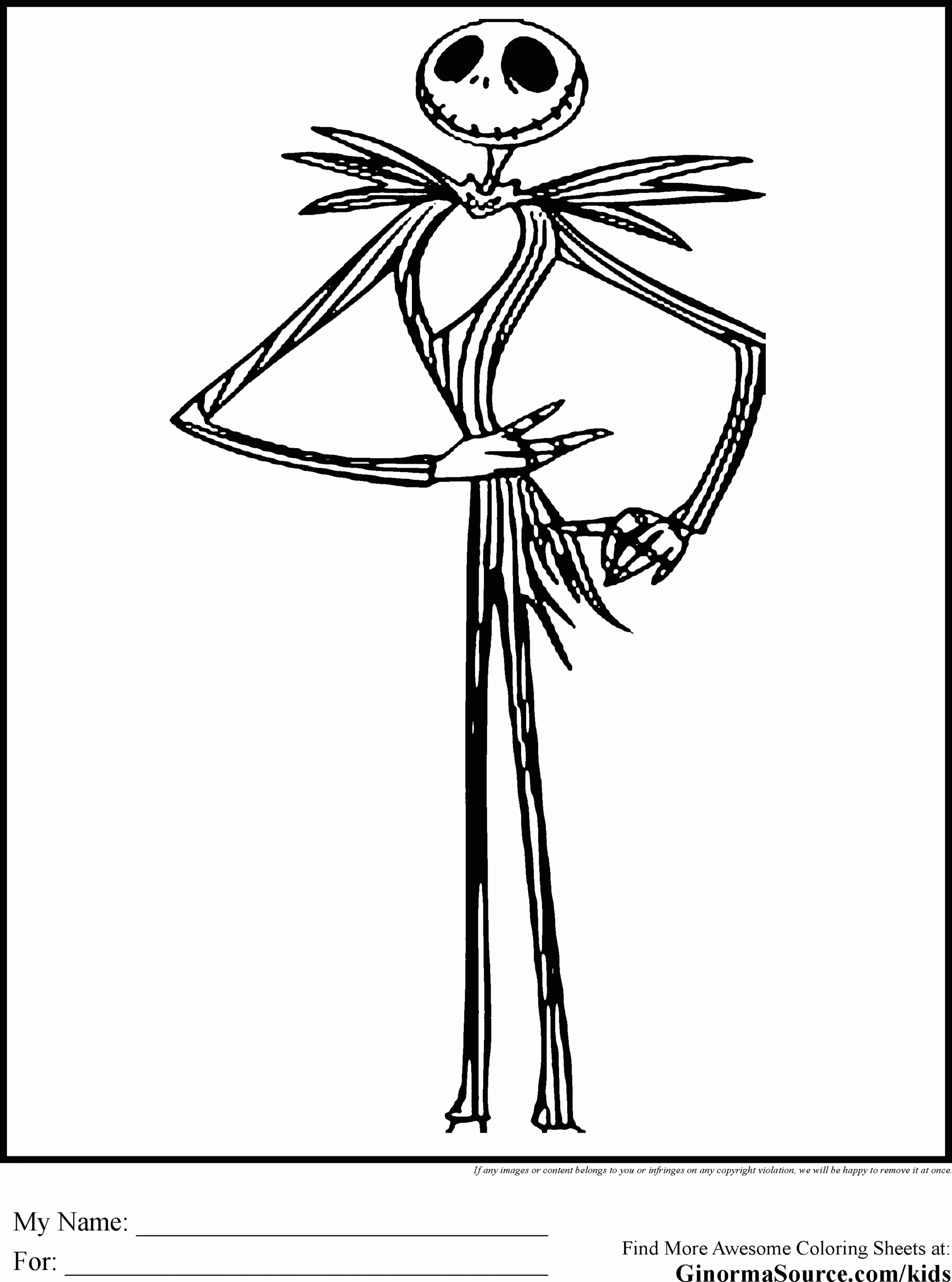 Jack Skellington Head Coloring Pages Coloring Home
