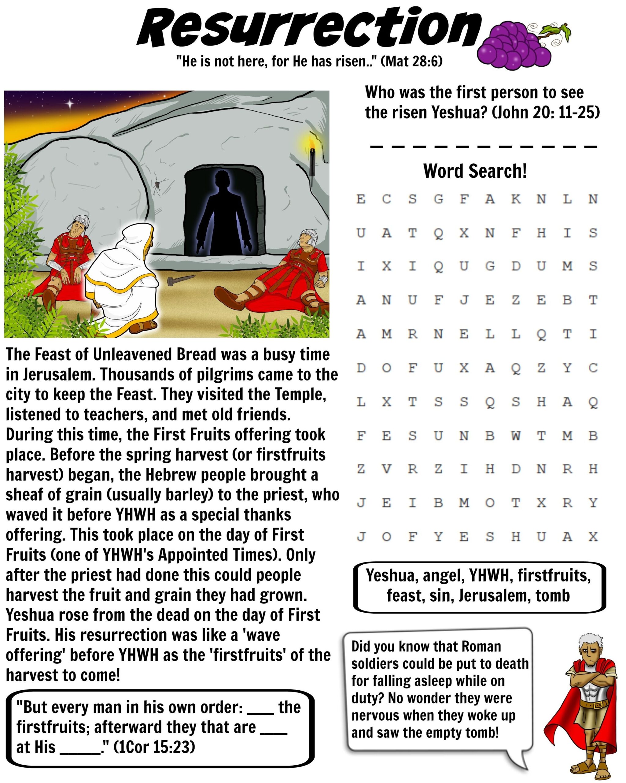 printable resurrection worksheet