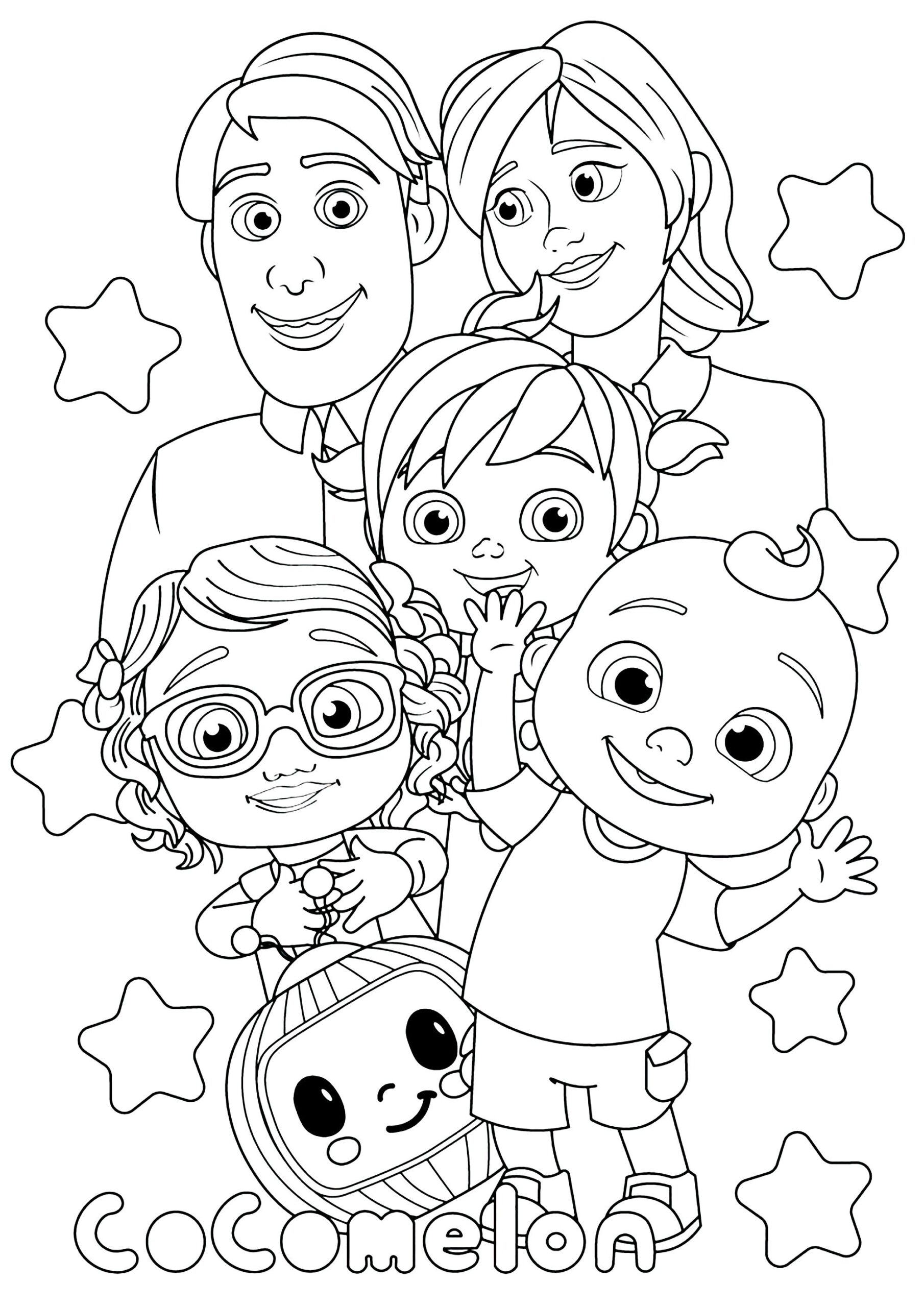 JJ Bella And Other Cocomelon Characters Cocomelon Coloring Pages