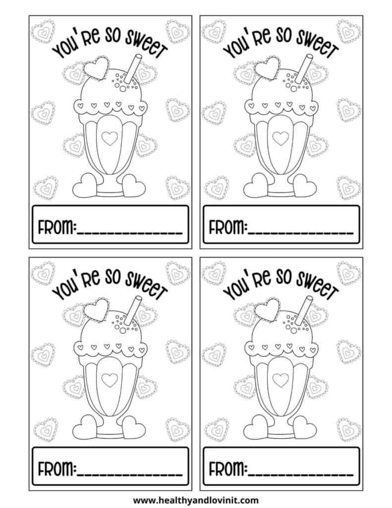 Kids Printable Valentine Cards To Color Free Black And White PDF