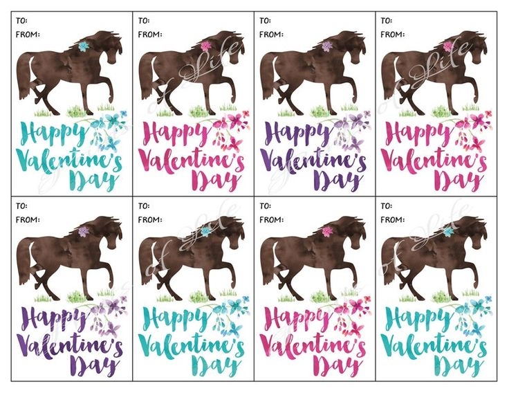 Kids Valentine Cards Horse Valentine Instant Download Etsy Horse