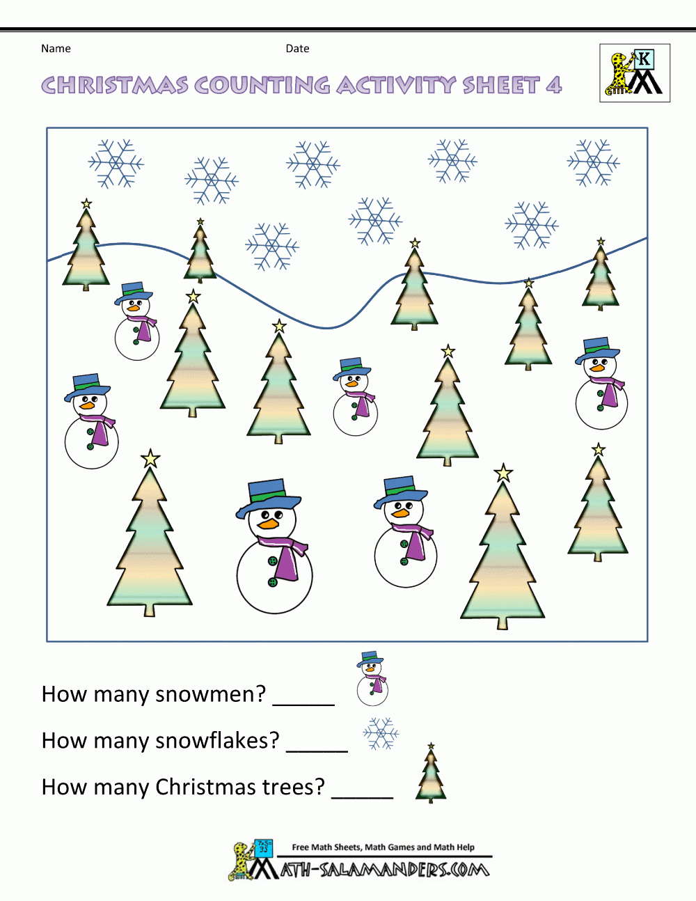 christmas worksheets for kindergarten