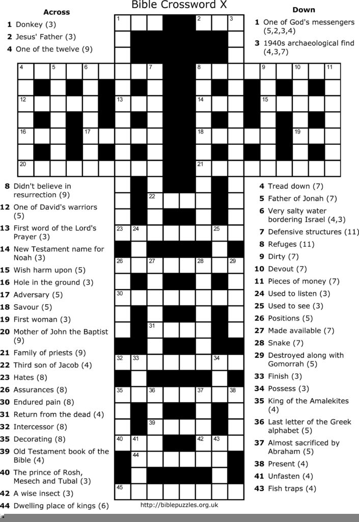 crossword puzzles bible printable
