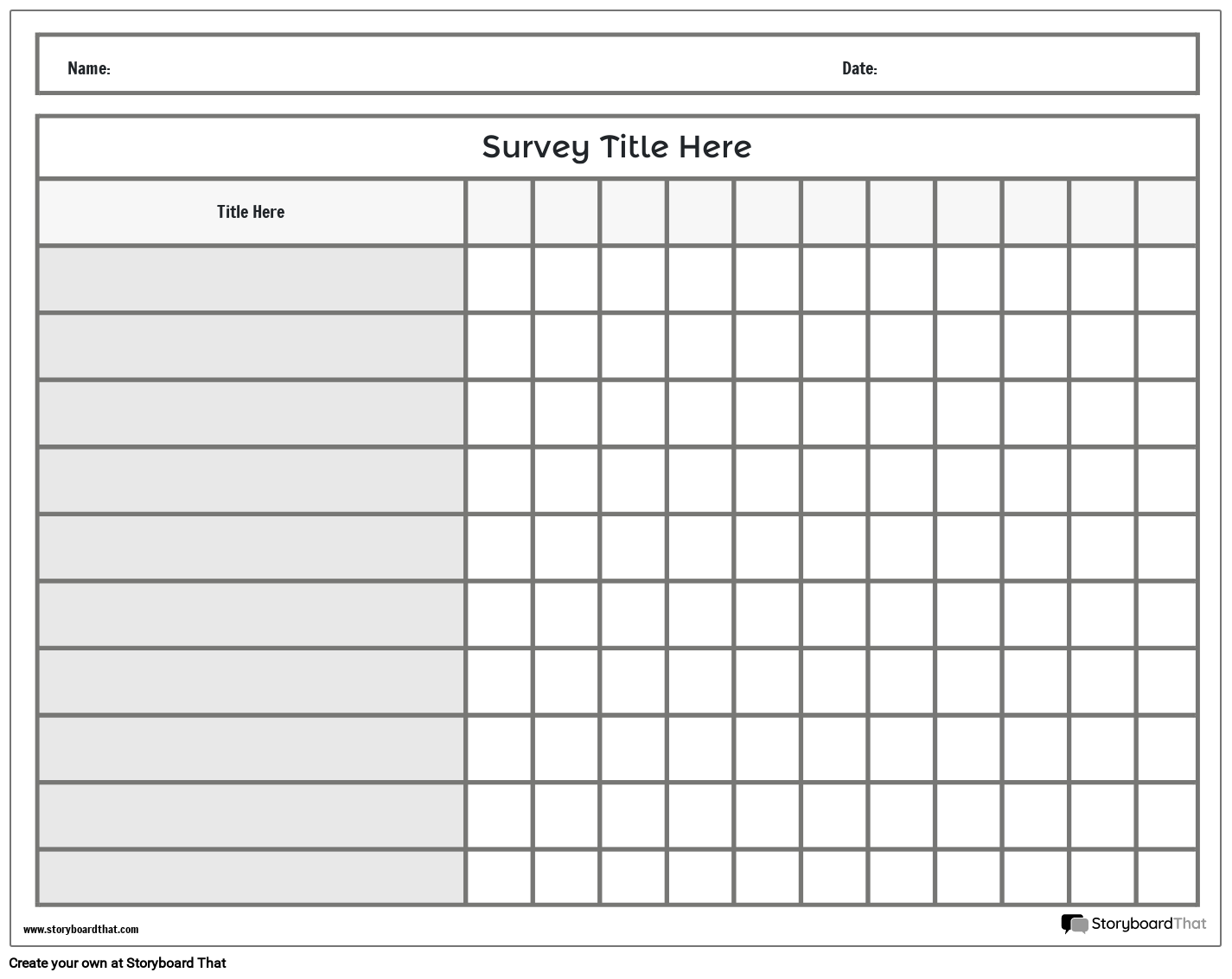 Landscape Table Based Survey Worksheet Design Worksheets Library