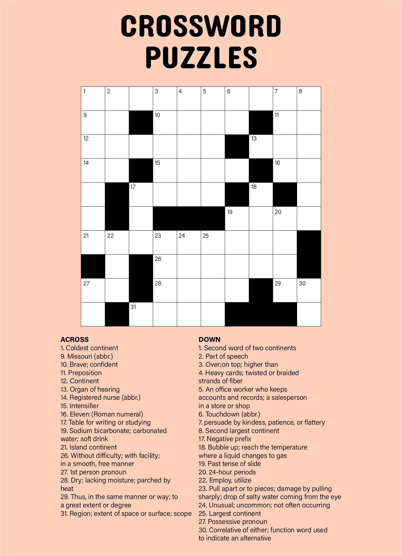 large print easy crossword puzzles printable