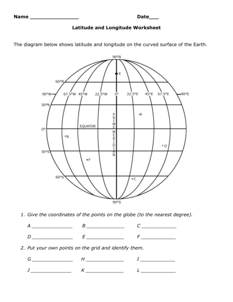 Latitude And Longitude Worksheet Db excel