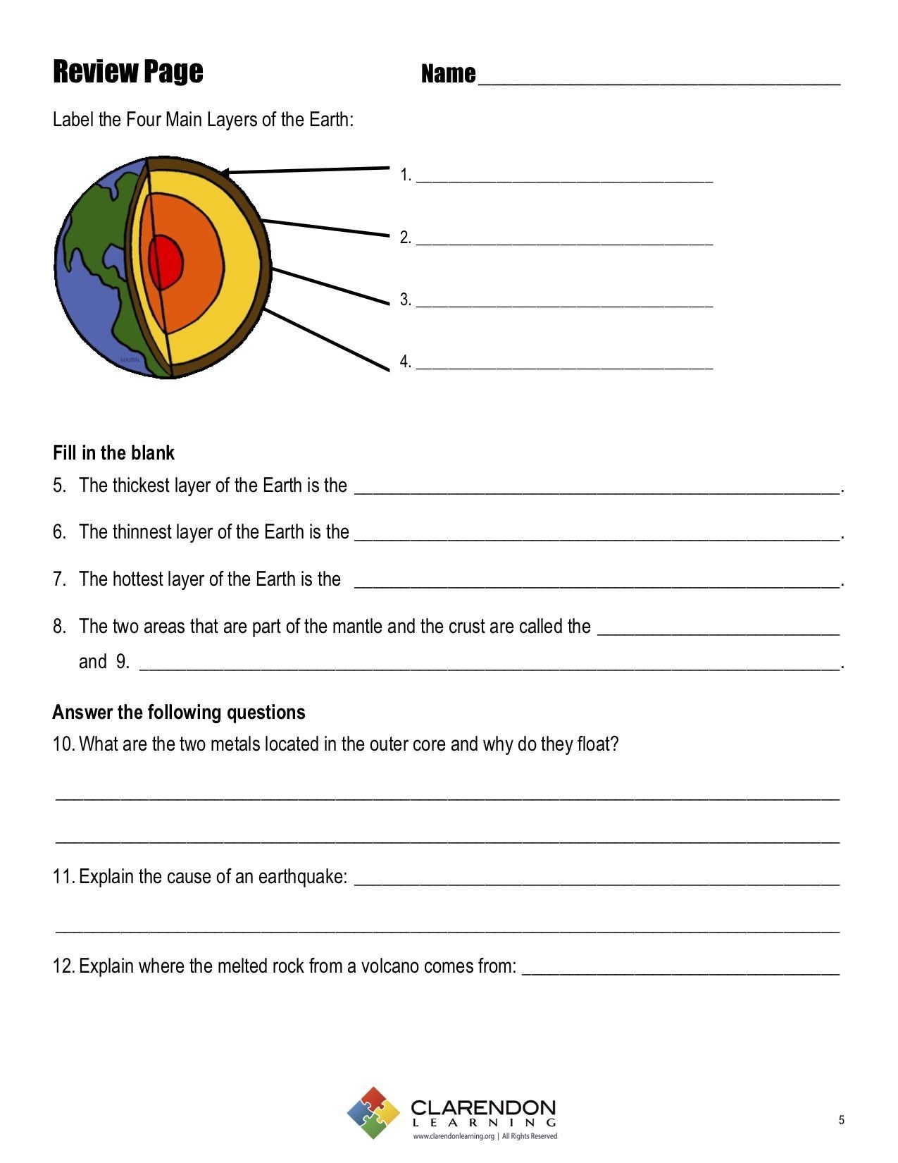 Layers Of The Earth Worksheet Worksheet For Education Earth Layers
