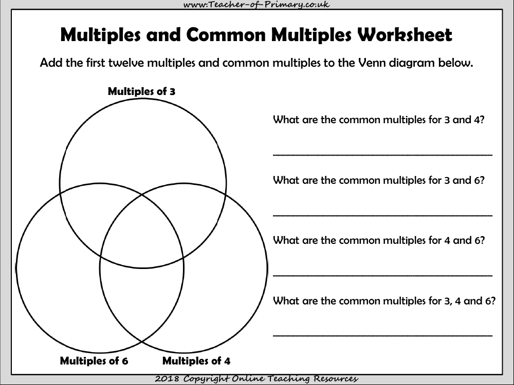 Least Common Multiples Worksheet For 4th 6th Grade Lesson Planet 