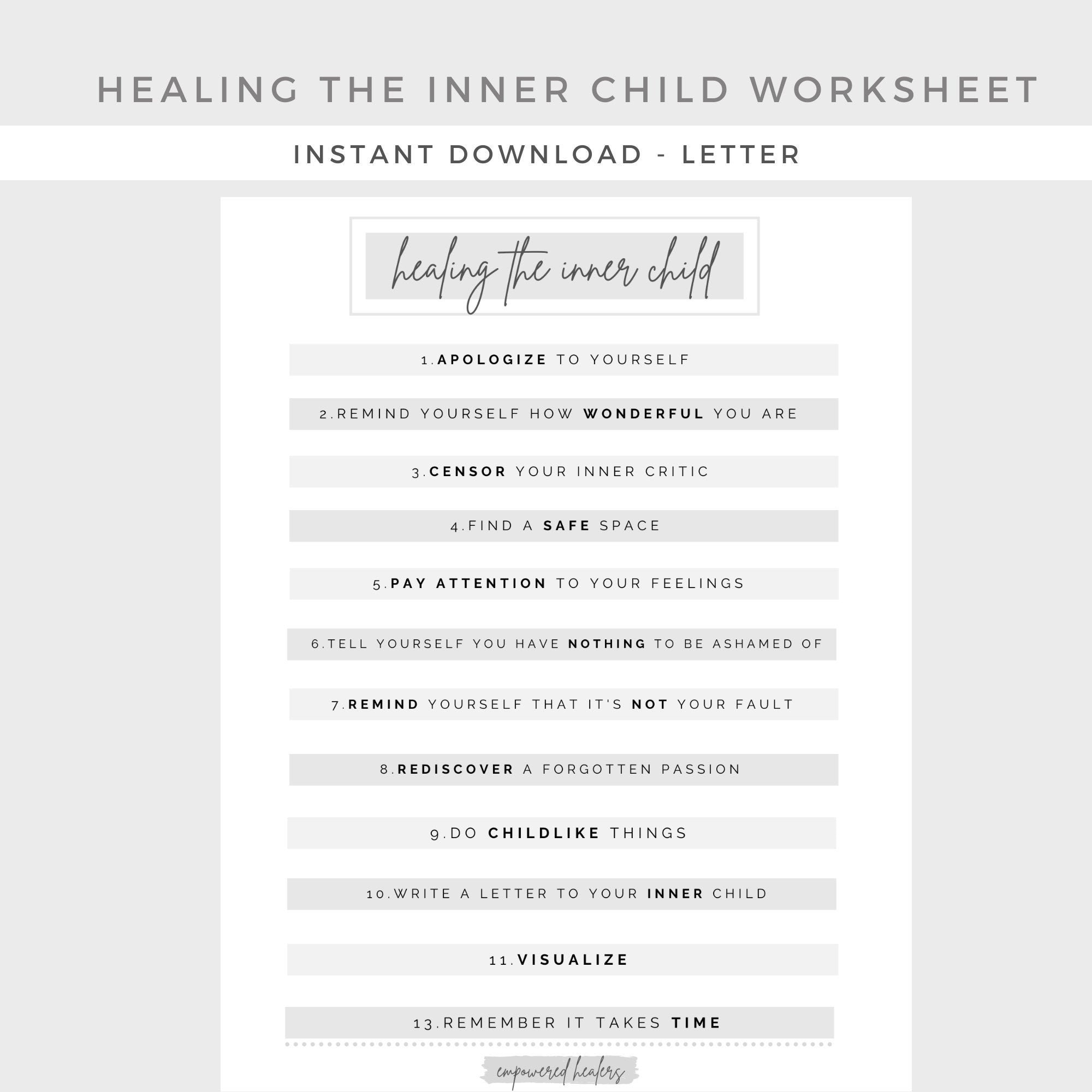 Lesson 6 Inner Child Healing Worksheets Inner Child Journaling 