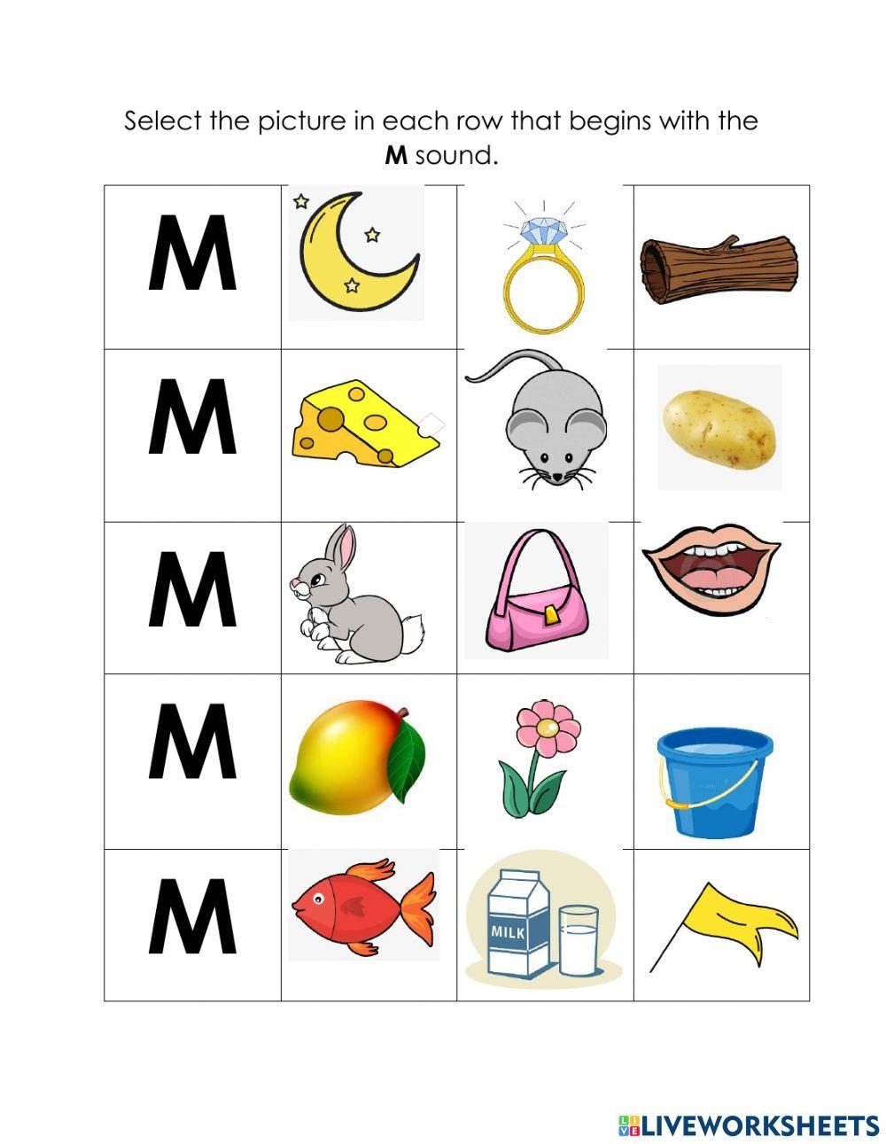 Letter M Sound Activity Live Worksheets Worksheets Library