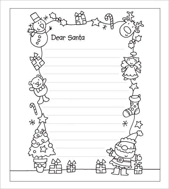 Letter To Santa Template Free Printable Black And White