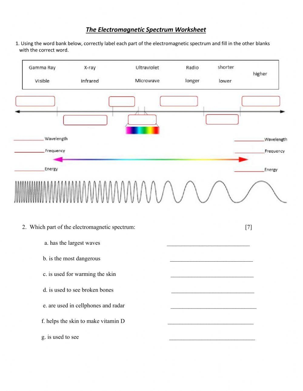 Light Spectrum Worksheets Library