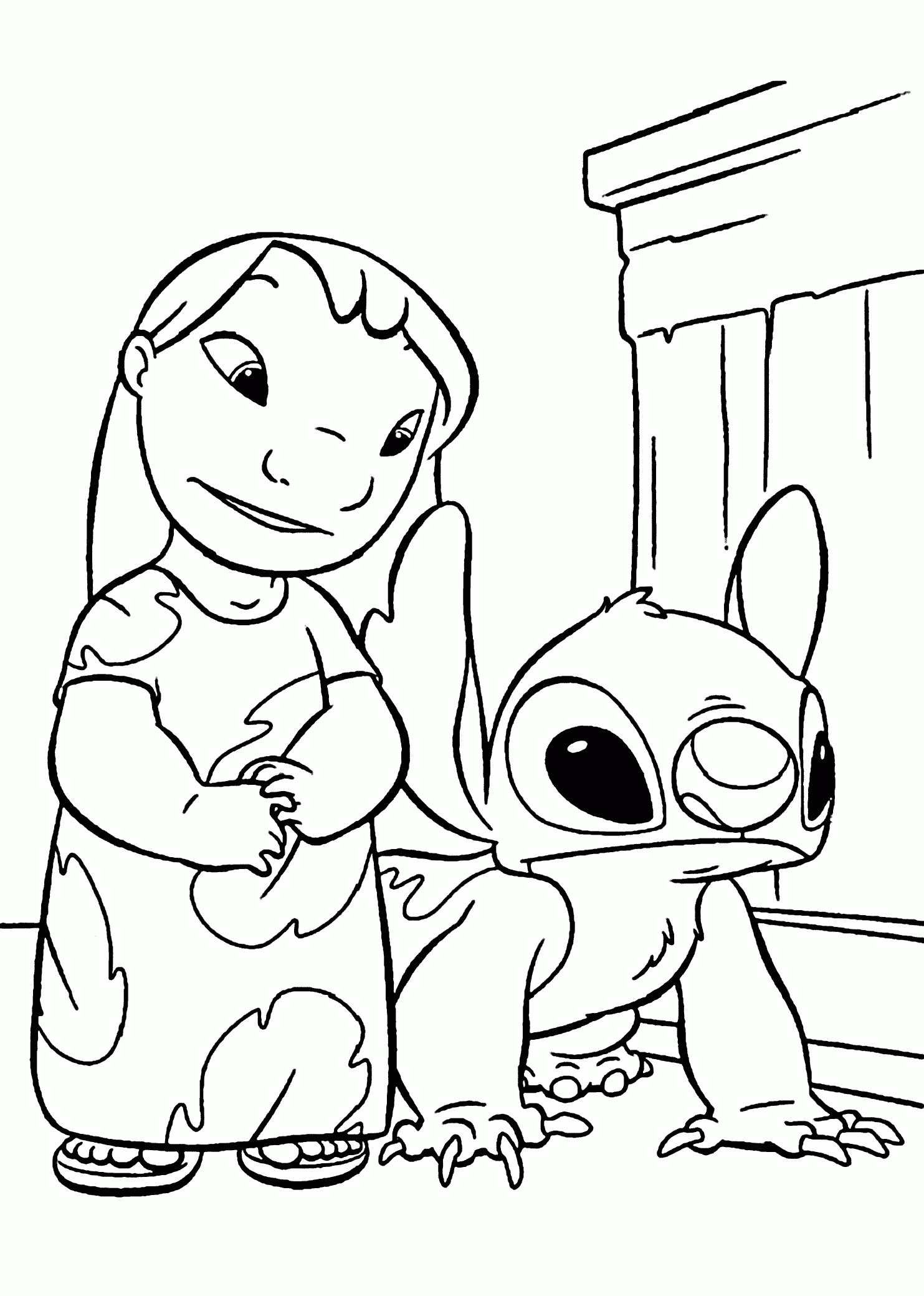 Lilo And Stitch Coloring Pages Printable Shelter Stitch Coloring My 