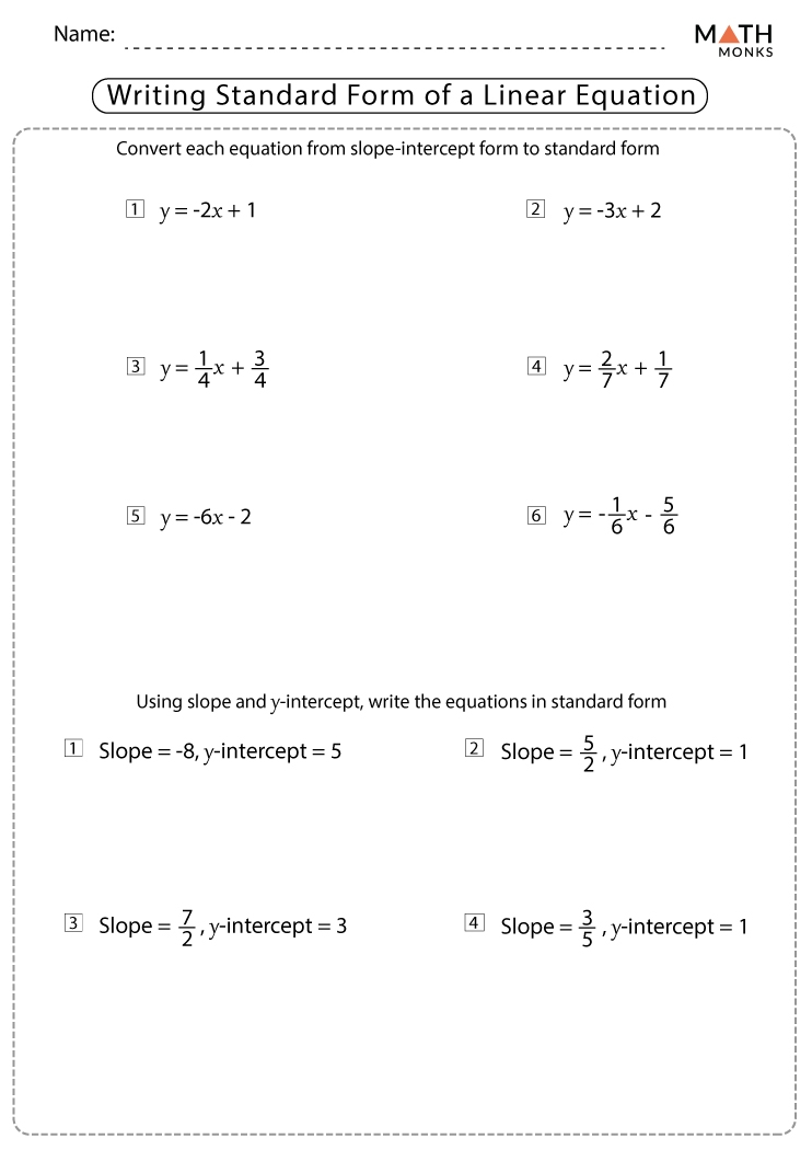 Linear Equation Worksheets