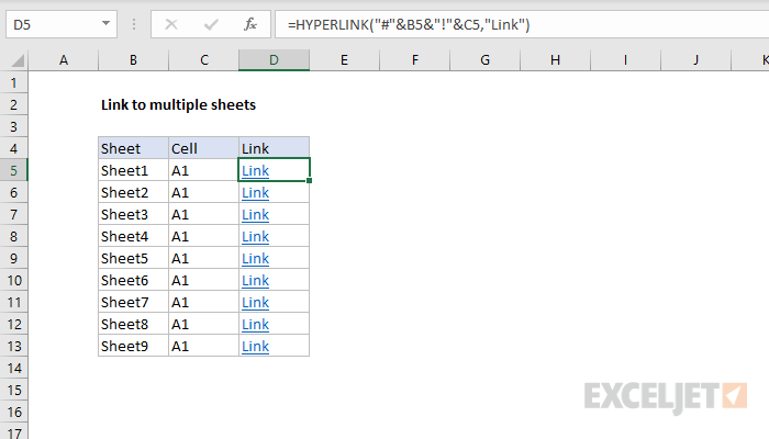 Link To Multiple Sheets Excel Formula Exceljet Worksheets Library