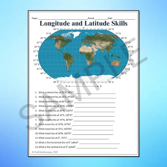 Longitude And Latitude Practice Labeling Worksheet Editable