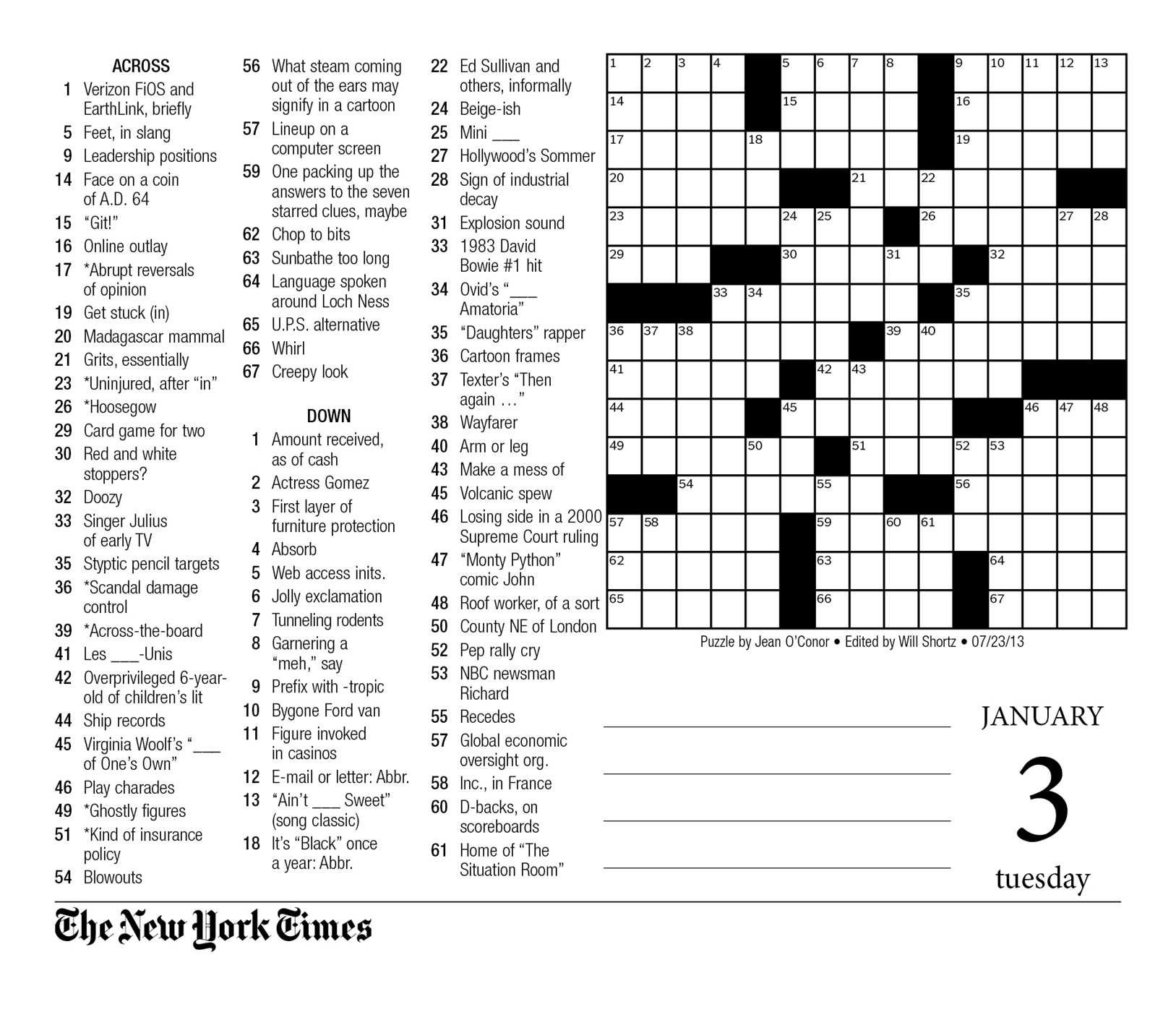 printable sunday crossword puzzle