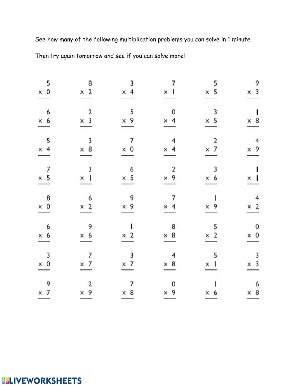 mad minute worksheets
