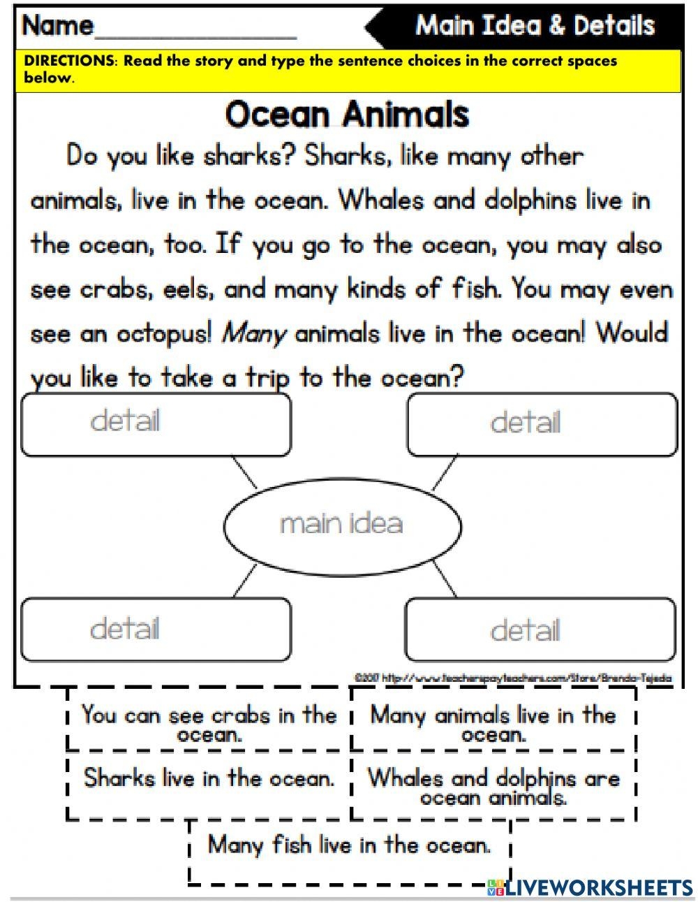 Main Idea And Supporting Details Interactive Activity For 2 Live 