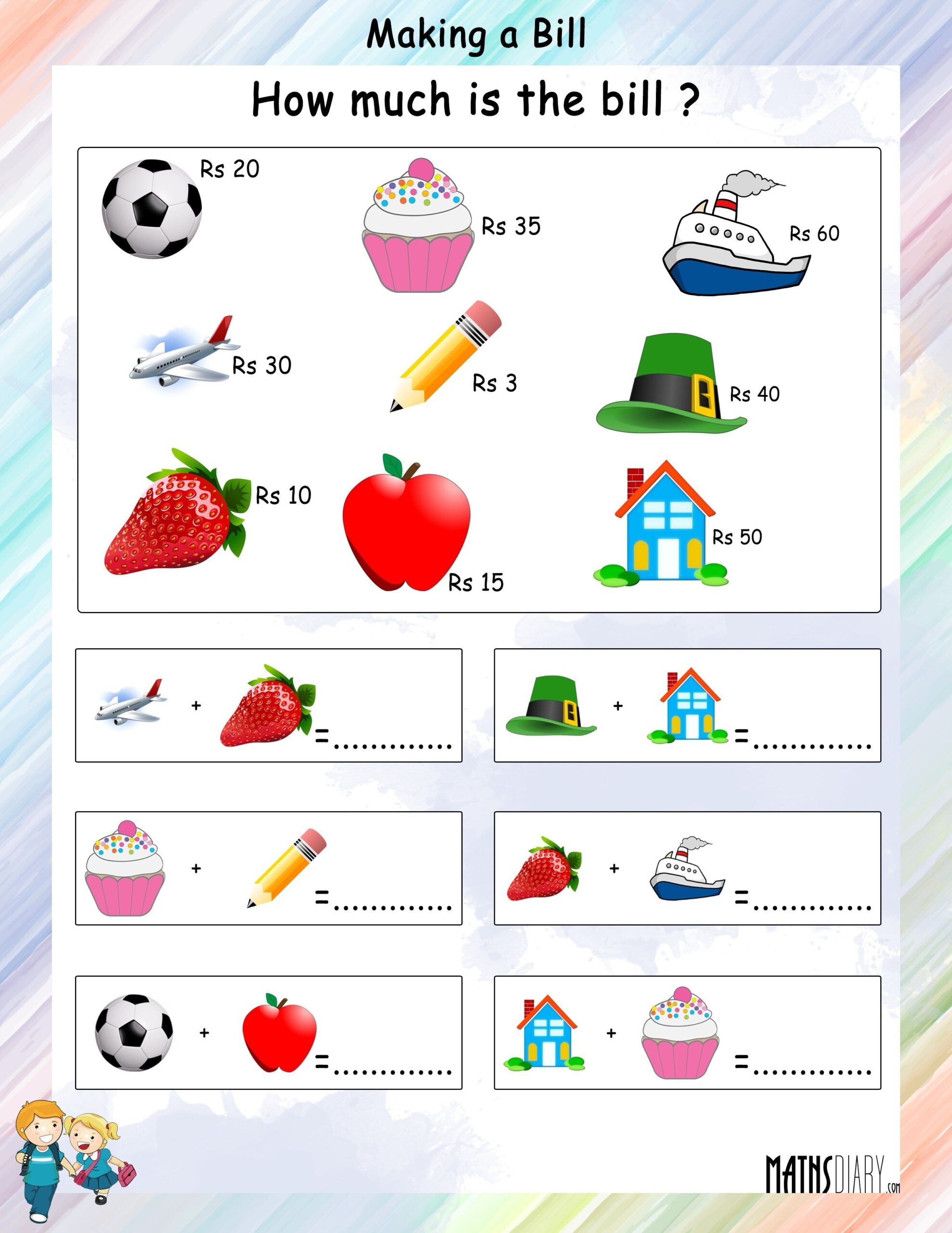 Make A Bill Math Worksheets Mathsdiary 614 Worksheet For Class 